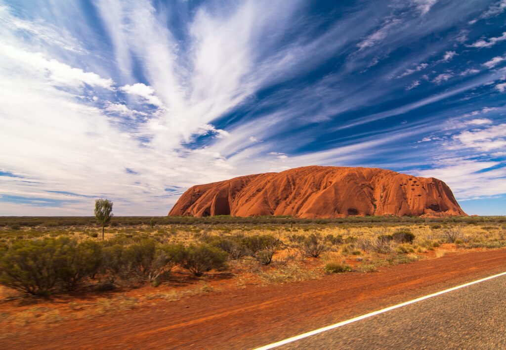 Uluru with blue skies